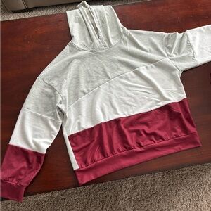 SHEIN Gray and Red Colorblock Hoodie
